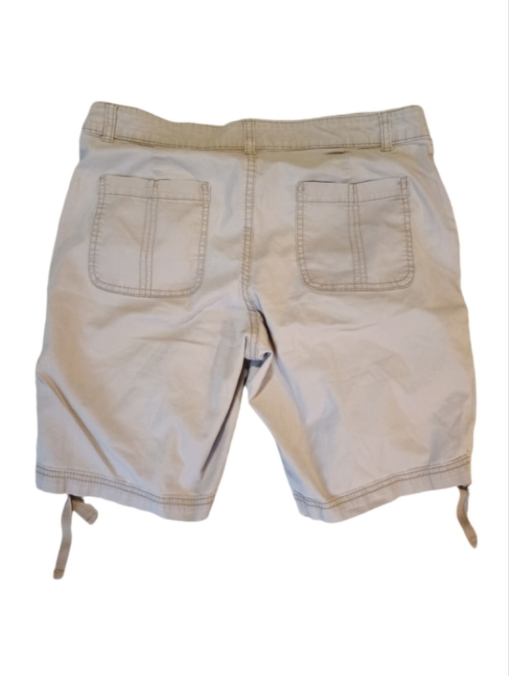 Faded Glory Stone Beige Bermuda Shorts with Side Ties - Picture 2 of 3
